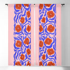 Bold Red Flowers And Blue Leaves Window Curtain Gallery Image 5