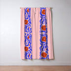 Bold Red Flowers And Blue Leaves Window Curtain Gallery Image 3