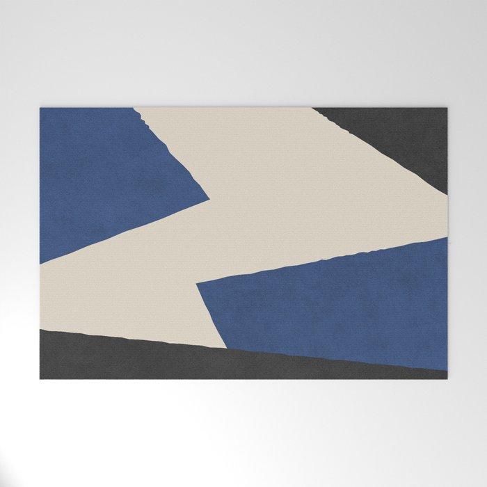 Graphic Edge Shapes - Bleu Navy Welcome Mat Gallery Image 1