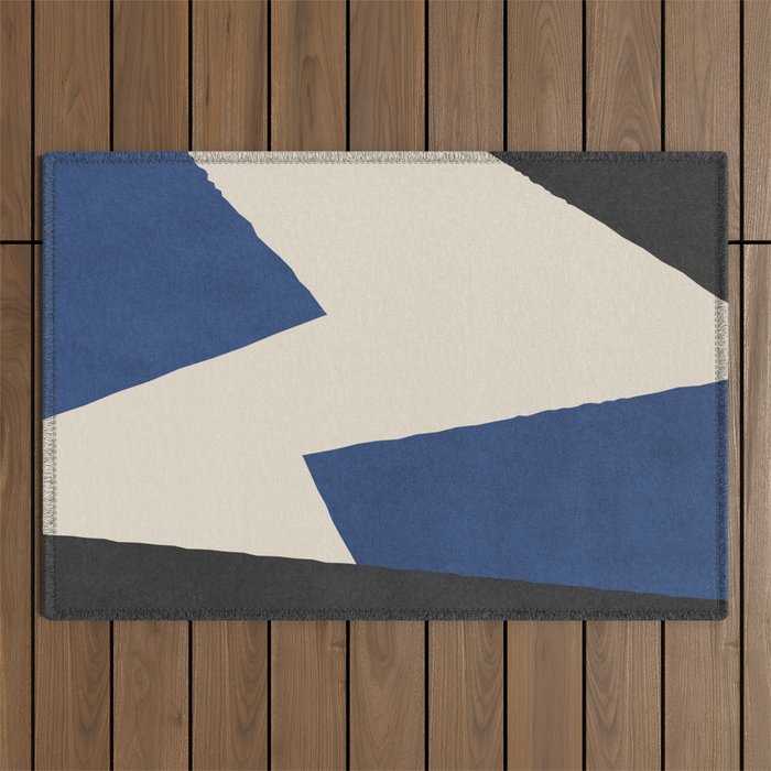 Graphic Edge Shapes - Bleu Navy Outdoor Rug Gallery Image 1
