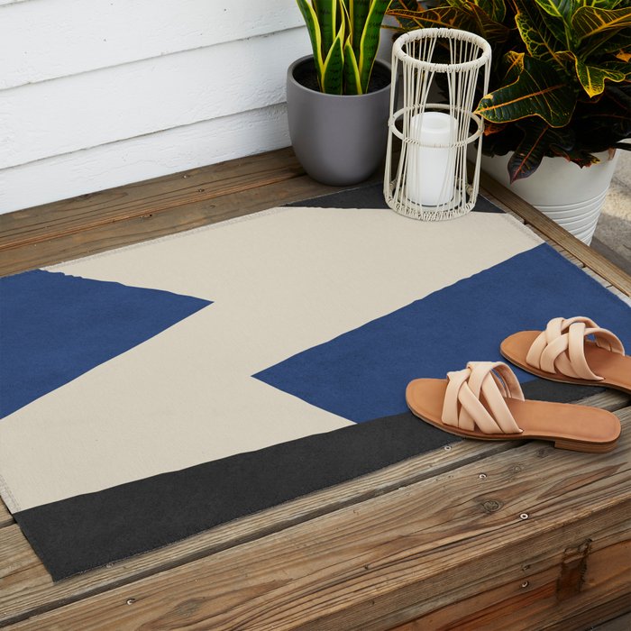 Graphic Edge Shapes - Bleu Navy Outdoor Rug Gallery Image 2