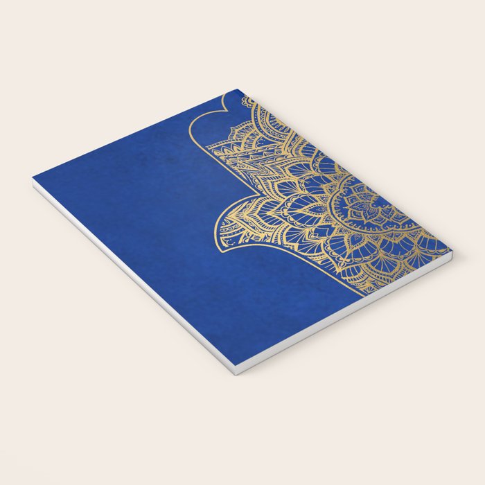 golden hamsa fatma hand and mandala on classic blue Notebook Gallery Image 3