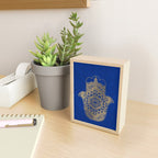golden hamsa fatma hand and mandala on classic blue Mini Art Print Gallery Image 2