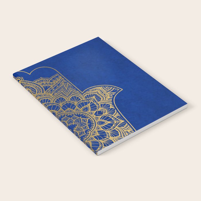 golden hamsa fatma hand and mandala on classic blue Notebook Gallery Image 2