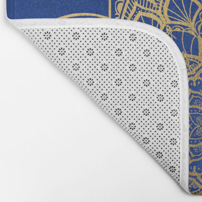golden hamsa fatma hand and mandala on classic blue Bath Mat Gallery Image 2