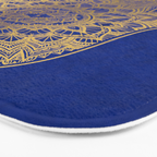 golden hamsa fatma hand and mandala on classic blue Bath Mat Gallery Image 3