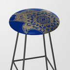 golden hamsa fatma hand and mandala on classic blue Stool Gallery Image 2