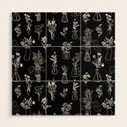Wildflowers and vases in dark background Wood Wall Art Gallery Image 1