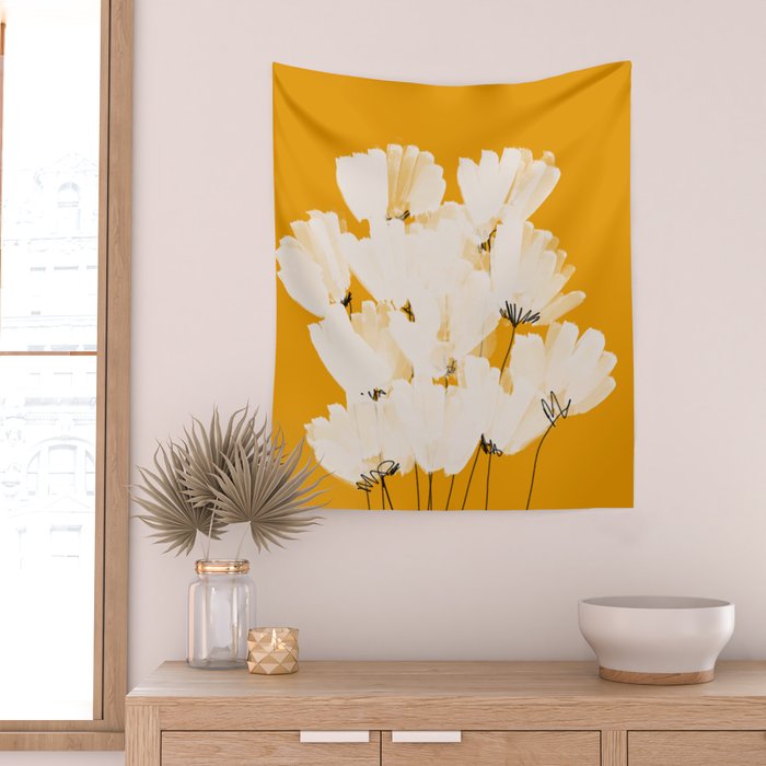Flowers In Tangerine Wall Tapestry Gallery Image 2