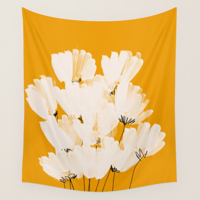 Flowers In Tangerine Wall Tapestry Gallery Image 4