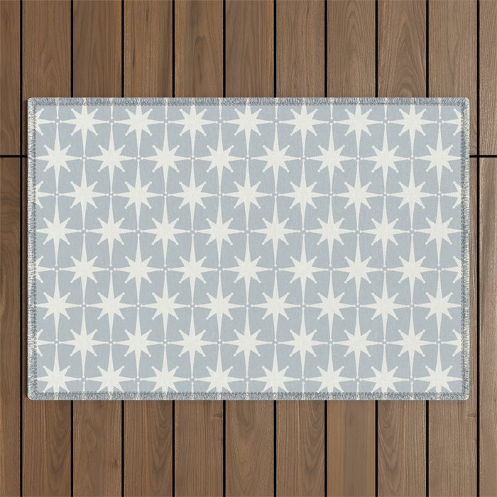 Midcentury Modern Atomic Starburst Pattern in Gray Outdoor Rug Gallery Image 1