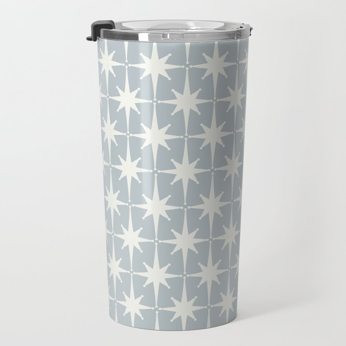 Midcentury Modern Atomic Starburst Pattern in Gray Travel Mug Gallery Image 3