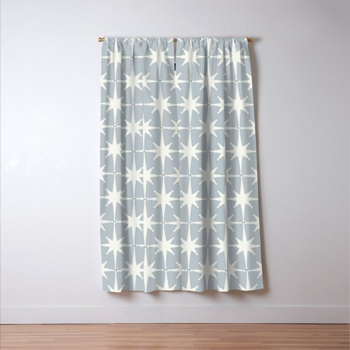 Midcentury Modern Atomic Starburst Pattern in Gray Window Curtain Gallery Image 3