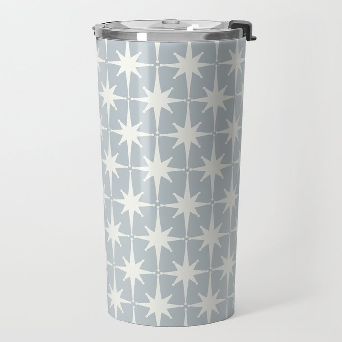 Midcentury Modern Atomic Starburst Pattern in Gray Travel Mug Gallery Image 2