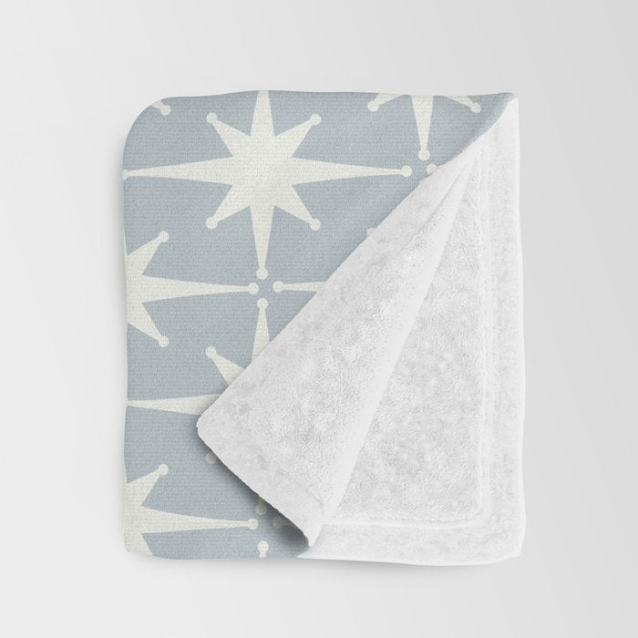 Midcentury Modern Atomic Starburst Pattern in Gray Throw Blanket Gallery Image 3