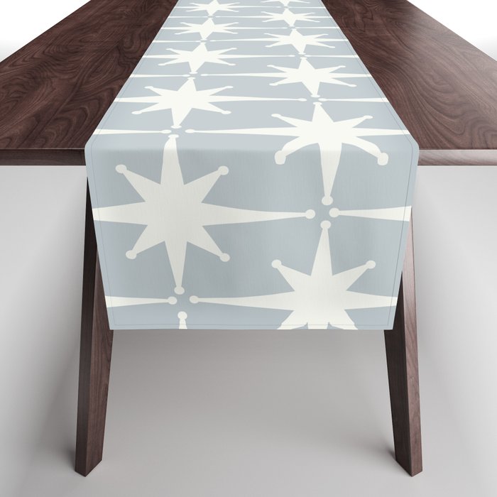 Midcentury Modern Atomic Starburst Pattern in Gray Table Runner Gallery Image 1