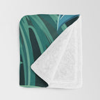 Tropical Monstera Palm Leaves on Teal Throw Blanket Gallery Image 3