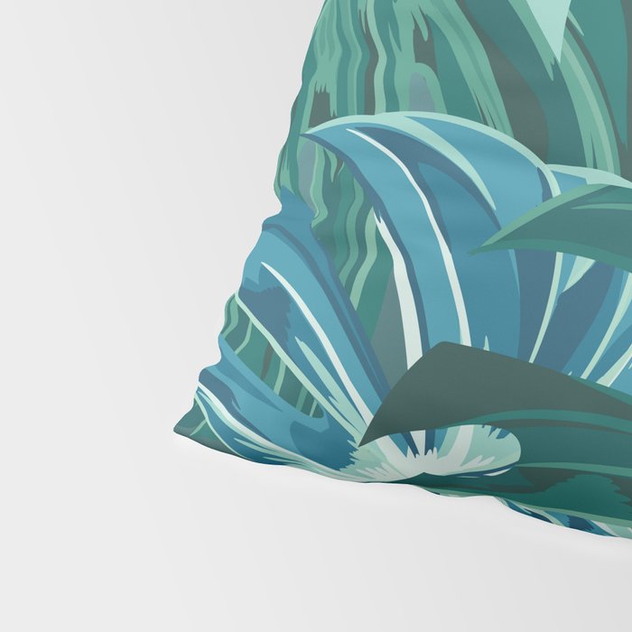 Tropical Monstera Palm Leaves on Teal Pillow Sham Gallery Image 4
