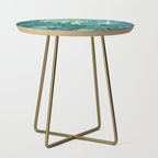 Tropical Monstera Palm Leaves on Teal Side Table Gallery Image 1
