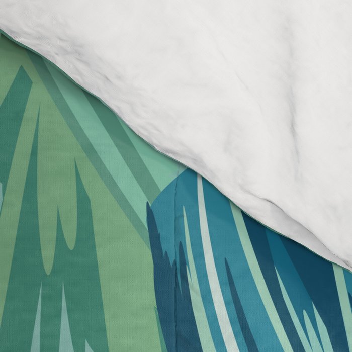 Tropical Monstera Palm Leaves on Teal Comforter Gallery Image 4