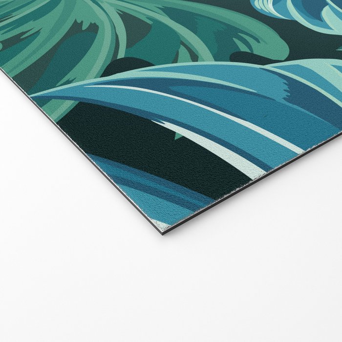Tropical Monstera Palm Leaves on Teal Welcome Mat Gallery Image 2