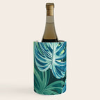 Tropical Monstera Palm Leaves on Teal Wine Chiller Gallery Image 3