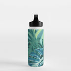 Tropical Monstera Palm Leaves on Teal Water Bottle Gallery Image 3