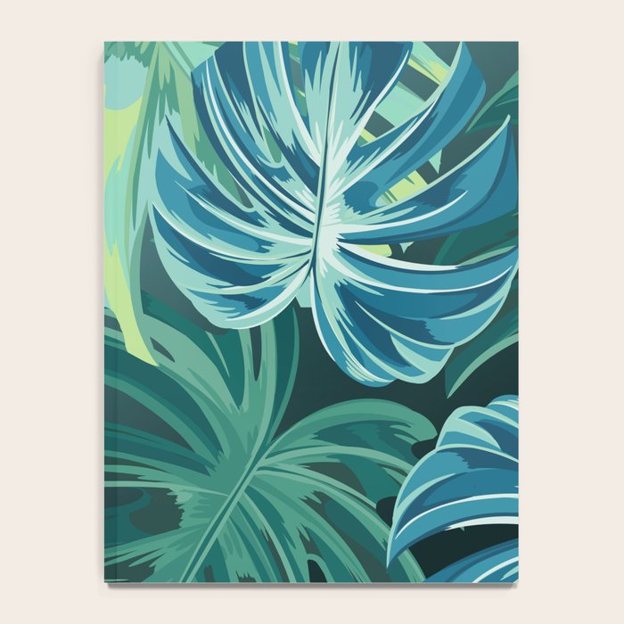 Tropical Monstera Palm Leaves on Teal Notebook Gallery Image 4