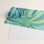 Tropical Monstera Palm Leaves on Teal Wrapping Paper Gallery Image 2