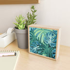 Tropical Monstera Palm Leaves on Teal Mini Art Print Gallery Image 2