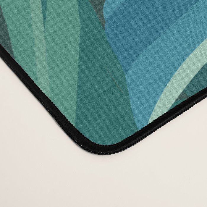 Tropical Monstera Palm Leaves on Teal Desk Mat Gallery Image 4