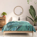 Tropical Monstera Palm Leaves on Teal Comforter Gallery Image 3