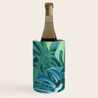 Tropical Monstera Palm Leaves on Teal Wine Chiller Gallery Image 2