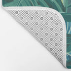 Tropical Monstera Palm Leaves on Teal Bath Mat Gallery Image 2