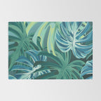 Tropical Monstera Palm Leaves on Teal Rug Gallery Image 2