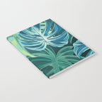 Tropical Monstera Palm Leaves on Teal Notebook Gallery Image 2