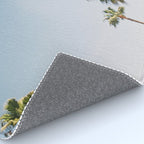 Palmtrees in Barcelona Europe | Blue Sky, Green Palm Trees Tropical vibe Rug Gallery Image 4
