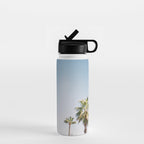Palmtrees in Barcelona Europe | Blue Sky, Green Palm Trees Tropical vibe Water Bottle Gallery Image 1