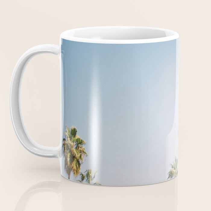 Palmtrees in Barcelona Europe | Blue Sky, Green Palm Trees Tropical vibe Coffee Mug Gallery Image 3