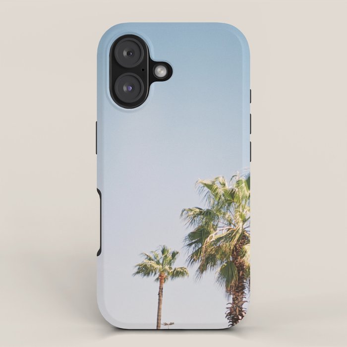 Palmtrees in Barcelona Europe | Blue Sky, Green Palm Trees Tropical vibe iPhone Case Gallery Image 1