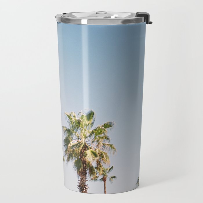 Palmtrees in Barcelona Europe | Blue Sky, Green Palm Trees Tropical vibe Travel Mug Gallery Image 2