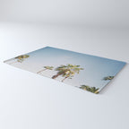 Palmtrees in Barcelona Europe | Blue Sky, Green Palm Trees Tropical vibe Rug Gallery Image 3