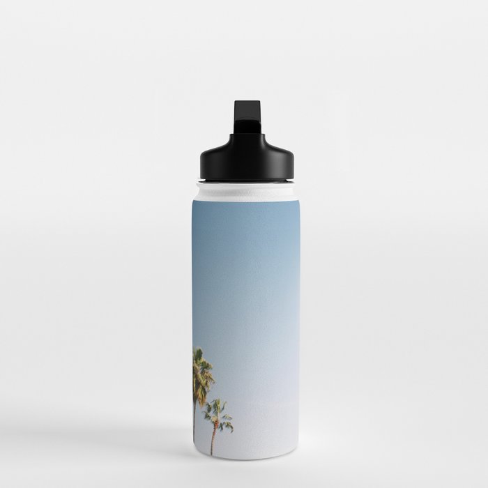 Palmtrees in Barcelona Europe | Blue Sky, Green Palm Trees Tropical vibe Water Bottle Gallery Image 3