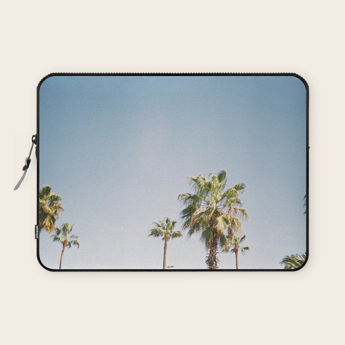 Palmtrees in Barcelona Europe | Blue Sky, Green Palm Trees Tropical vibe Laptop Sleeve Gallery Image 1