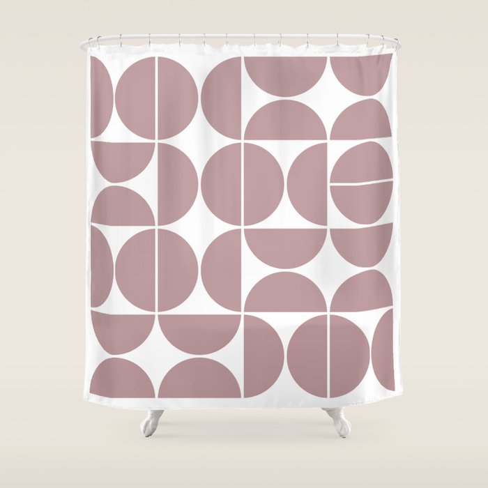 Mid Century Modern Geometric 04 Dusty Pink Shower Curtain Gallery Image 1