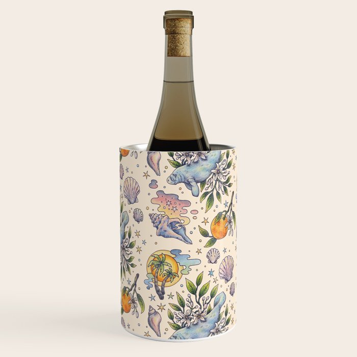 Orange Blossom Manatee | Ocean Nature Art Wine Chiller Gallery Image 3