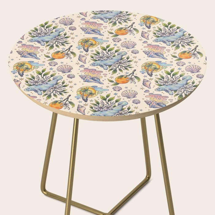 Orange Blossom Manatee | Ocean Nature Art Side Table Gallery Image 2