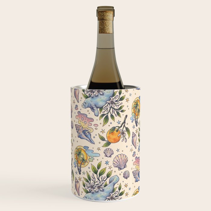 Orange Blossom Manatee | Ocean Nature Art Wine Chiller Gallery Image 2