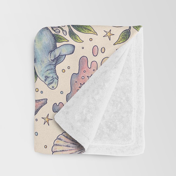 Orange Blossom Manatee | Ocean Nature Art Throw Blanket Gallery Image 3