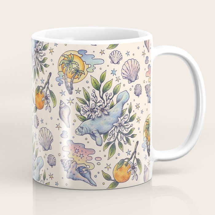 Orange Blossom Manatee | Ocean Nature Art Coffee Mug Gallery Image 1